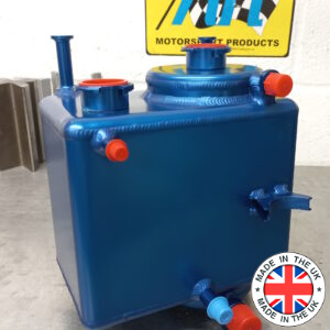 AHF225G Impreza S5 WRC Gelded PAS/Coolant header tank anodised blue. Genuine legacy product.